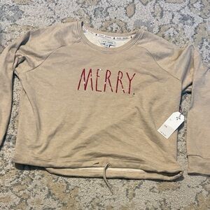 Merry Beige Pullover Sweatshirt